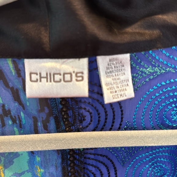 CHICO'S silk/rayon festive patch kabuki jacket/kimono blouse size M/L - Picture 8 of 8